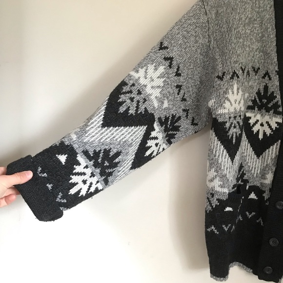 Botany Bay Traders Sz XL Knit Oversized Button Up V Neckline Winter Snowflake - Picture 3 of 10